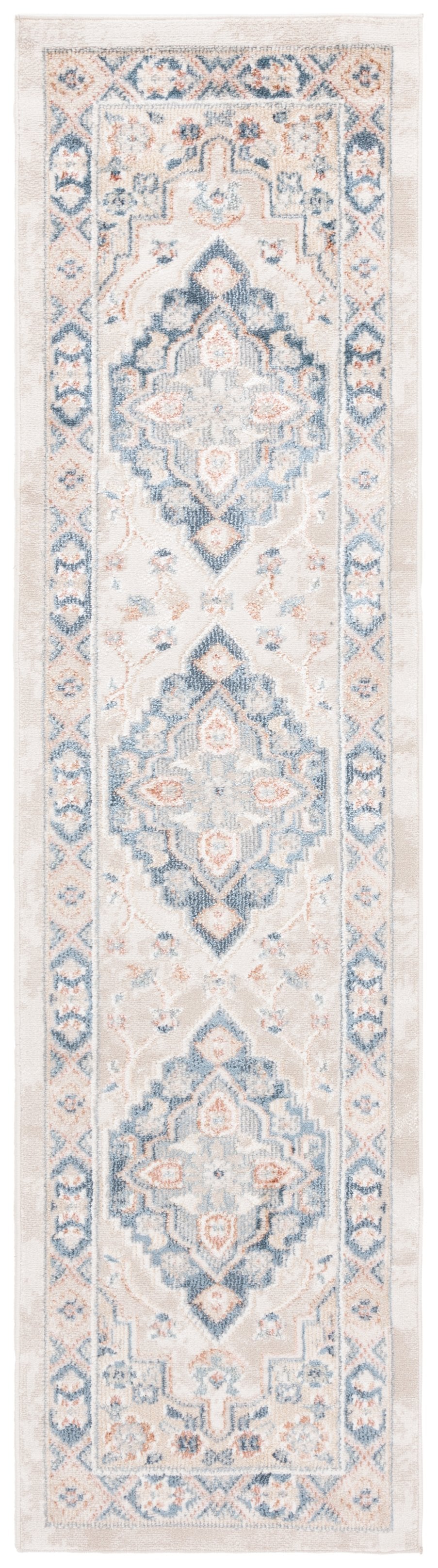 Safavieh Blair Washable Area Rug - Elegant Ivory And Blue Design With Durable Polyester For Timeless Style Ivory ,Blue Polyester Blr240a-5
