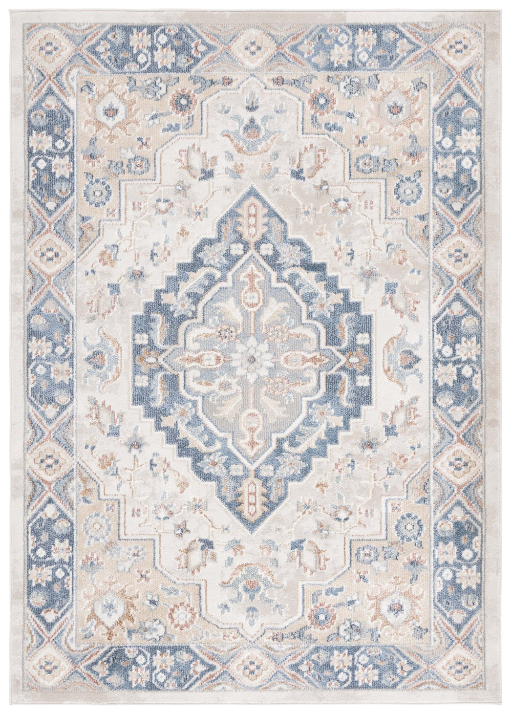 Safavieh Blair Washable Area Rug - Elegant Ivory And Blue Design With Durable Polyester For Timeless Style Ivory ,Blue Polyester Blr240a-5