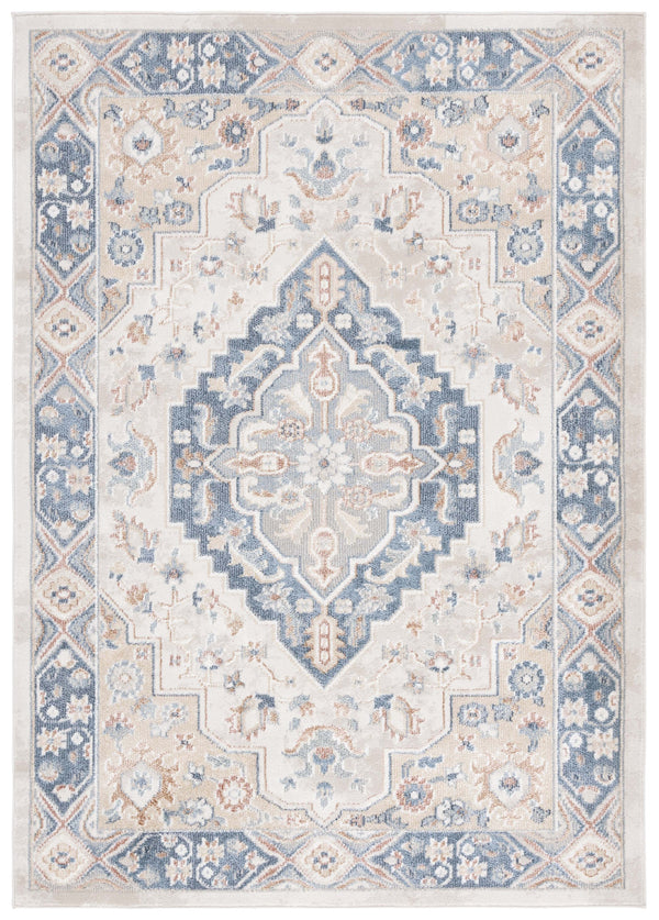 Safavieh Blair Washable Area Rug - Elegant Ivory And Blue Design With Durable Polyester For Timeless Style Ivory ,Blue Polyester Blr240a-5