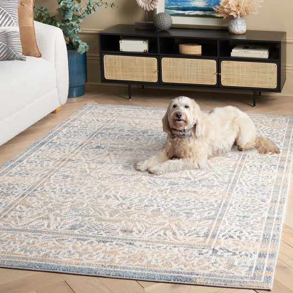 Safavieh Blair Washable Area Rug – Elegant Power-loomed Design In Ivory And Blue For Luxurious Living Spaces Ivory ,Blue Polyester Blr242a-8