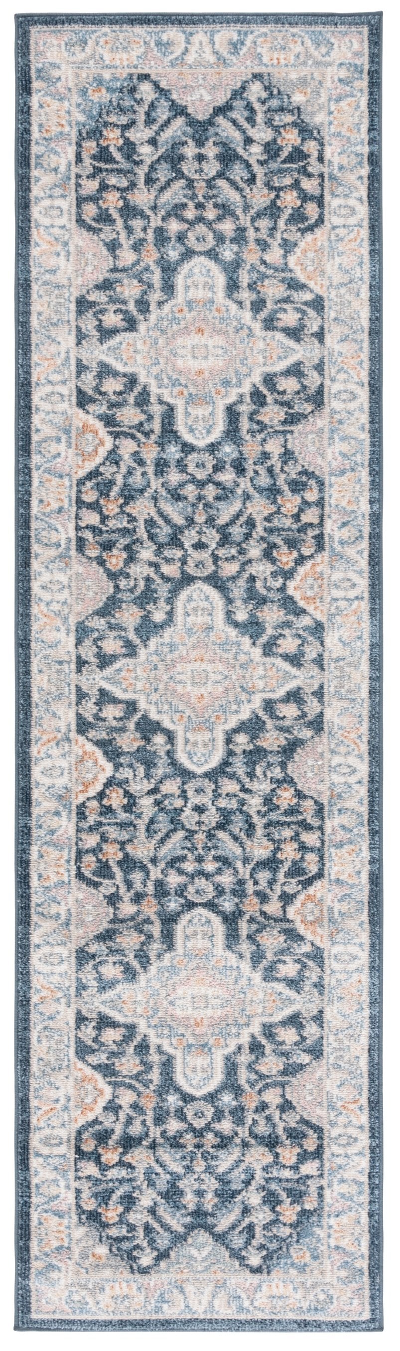 Safavieh Blair Washable Area Rug - Elegant Navy And Blue Design, Crafted In Turkey, Soft & Durable For Any Space Navy ,Blue Polyester Blr246n-7r