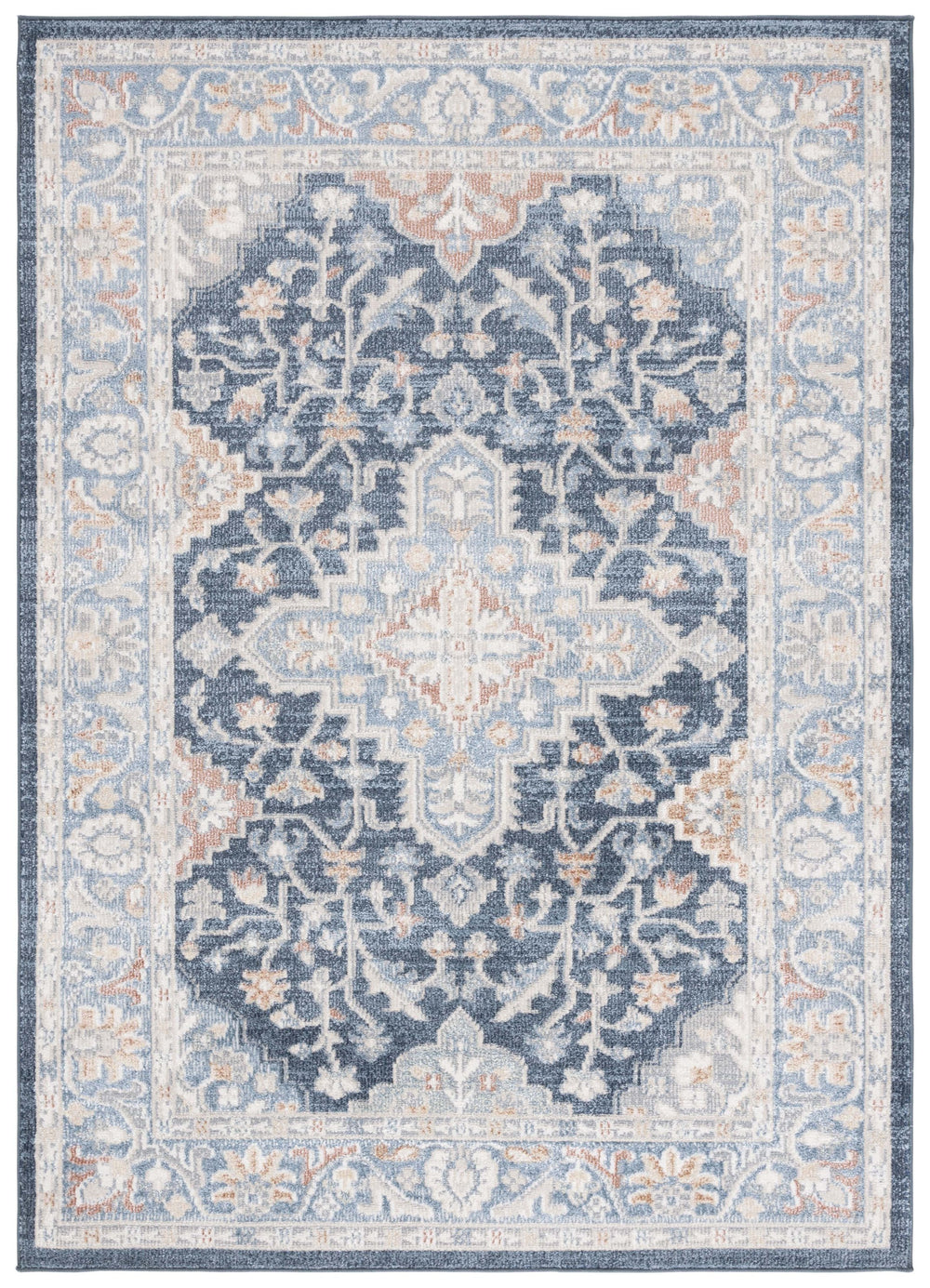 Safavieh Blair Washable Area Rug - Elegant Navy And Blue Design, Crafted In Turkey, Soft & Durable For Any Space Navy ,Blue Polyester Blr246n-7r