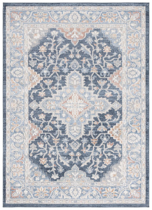 Safavieh Blair Washable Area Rug - Elegant Navy And Blue Design, Crafted In Turkey, Soft & Durable For Any Space Navy ,Blue Polyester Blr246n-7r