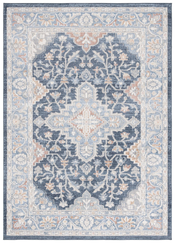 Safavieh Blair Washable Area Rug - Elegant Navy And Blue Design, Crafted In Turkey, Soft & Durable For Any Space Navy ,Blue Polyester Blr246n-7r