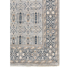 Amer Rugs Blu Hand-knotted Geometric Pattern Area Rug - Luxurious New Zealand Wool For Timeless Elegance Blue Wool Blu330810