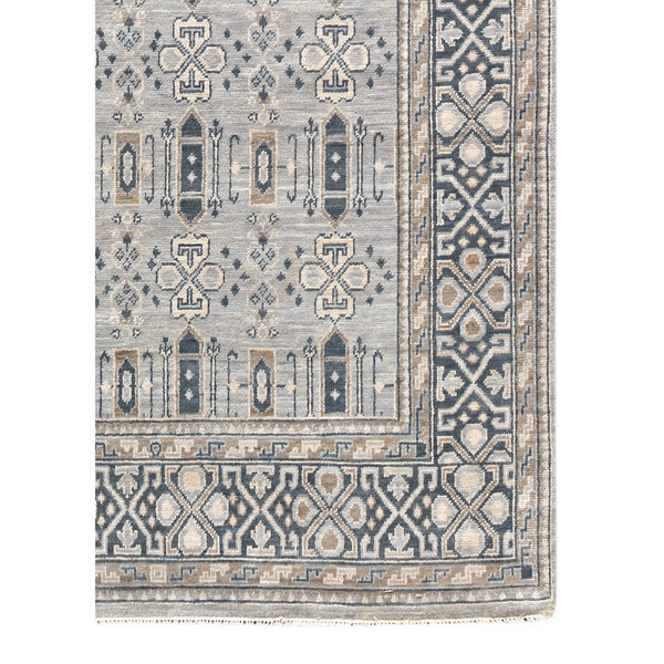 Amer Rugs Blu Hand-knotted Geometric Pattern Area Rug - Luxurious New Zealand Wool For Timeless Elegance Blue Wool Blu330810