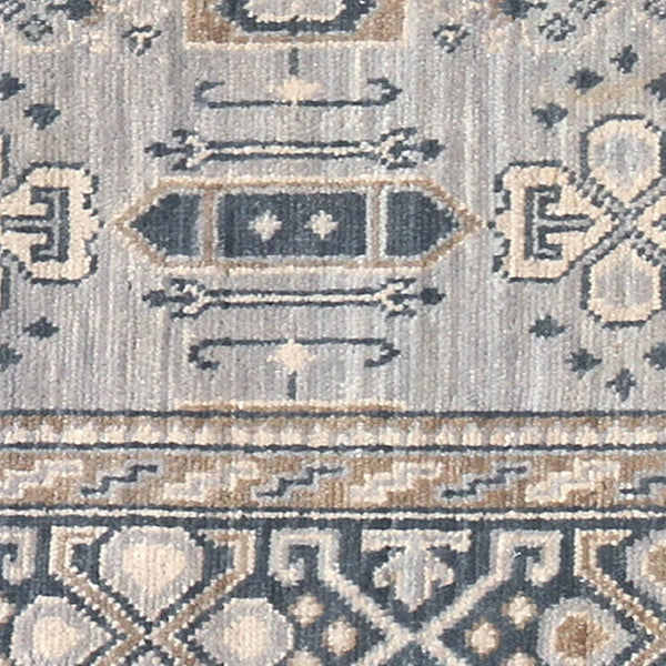 Amer Rugs Blu Hand-knotted Geometric Pattern Area Rug - Luxurious New Zealand Wool For Timeless Elegance Blue Wool Blu330810