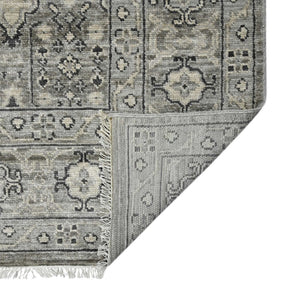 Amer Rugs Blu Hand-knotted Geometric Pattern Area Rug - Luxurious New Zealand Wool For Timeless Elegance Gray Wool Blu350203