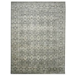 Amer Rugs Blu Hand-knotted Geometric Pattern Area Rug - Luxurious New Zealand Wool For Timeless Elegance Gray Wool Blu350203