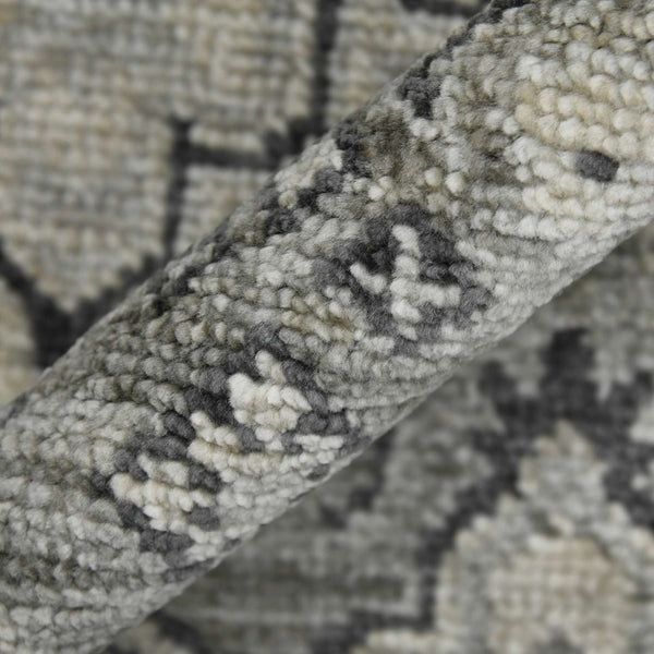 Amer Rugs Blu Hand-knotted Geometric Pattern Area Rug - Luxurious New Zealand Wool For Timeless Elegance Gray Wool Blu350203