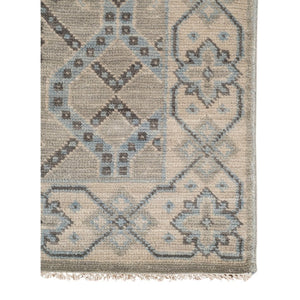 Amer Rugs Blu Hand-knotted Geometric Pattern Area Rug - Luxurious New Zealand Wool For Timeless Elegance Silver Wool Blu370810