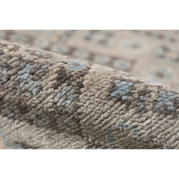 Amer Rugs Blu Hand-knotted Geometric Pattern Area Rug - Luxurious New Zealand Wool For Timeless Elegance Silver Wool Blu370810