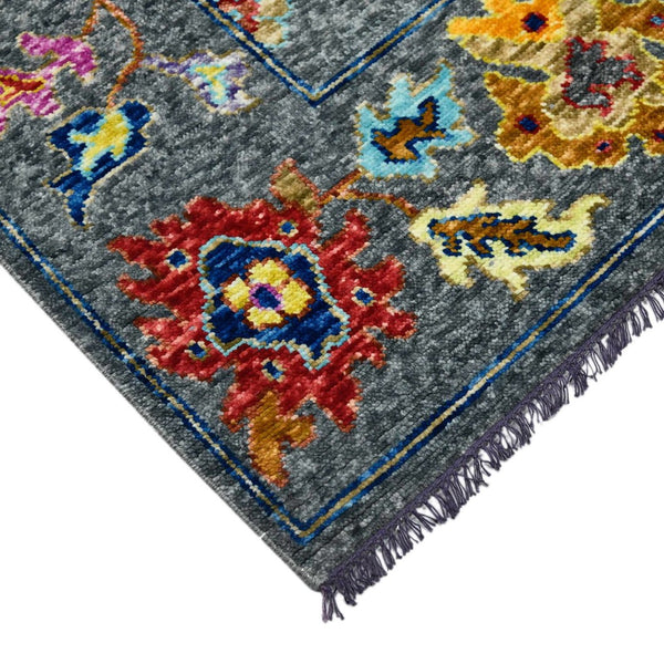 Amer Rugs Blu Classic Hand-knotted Oriental Area Rug - Timeless Design In 100% New Zealand Wool, Vintage Charm Gray Wool Blu510912