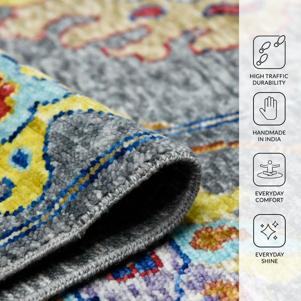 Amer Rugs Blu Classic Hand-knotted Oriental Area Rug - Timeless Design In 100% New Zealand Wool, Vintage Charm Gray Wool Blu510912