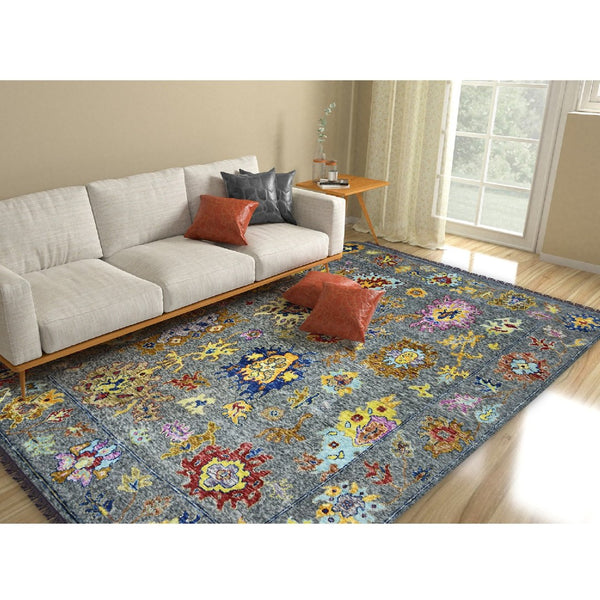 Amer Rugs Blu Classic Hand-knotted Oriental Area Rug - Timeless Design In 100% New Zealand Wool, Vintage Charm Gray Wool Blu510912