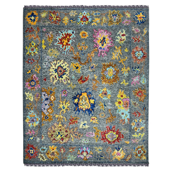Amer Rugs Blu Classic Hand-knotted Oriental Area Rug - Timeless Design In 100% New Zealand Wool, Vintage Charm Gray Wool Blu510912
