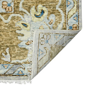 Amer Rugs Blu Geometric Pattern Hand-knotted Area Rug In 100% New Zealand Wool For Elegant Home Décor Ivory,Light Brown Wool Blu520203