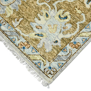 Amer Rugs Blu Geometric Pattern Hand-knotted Area Rug In 100% New Zealand Wool For Elegant Home Décor Ivory,Light Brown Wool Blu520203