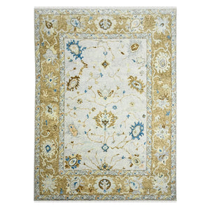 Amer Rugs Blu Geometric Pattern Hand-knotted Area Rug In 100% New Zealand Wool For Elegant Home Décor Ivory,Light Brown Wool Blu520203