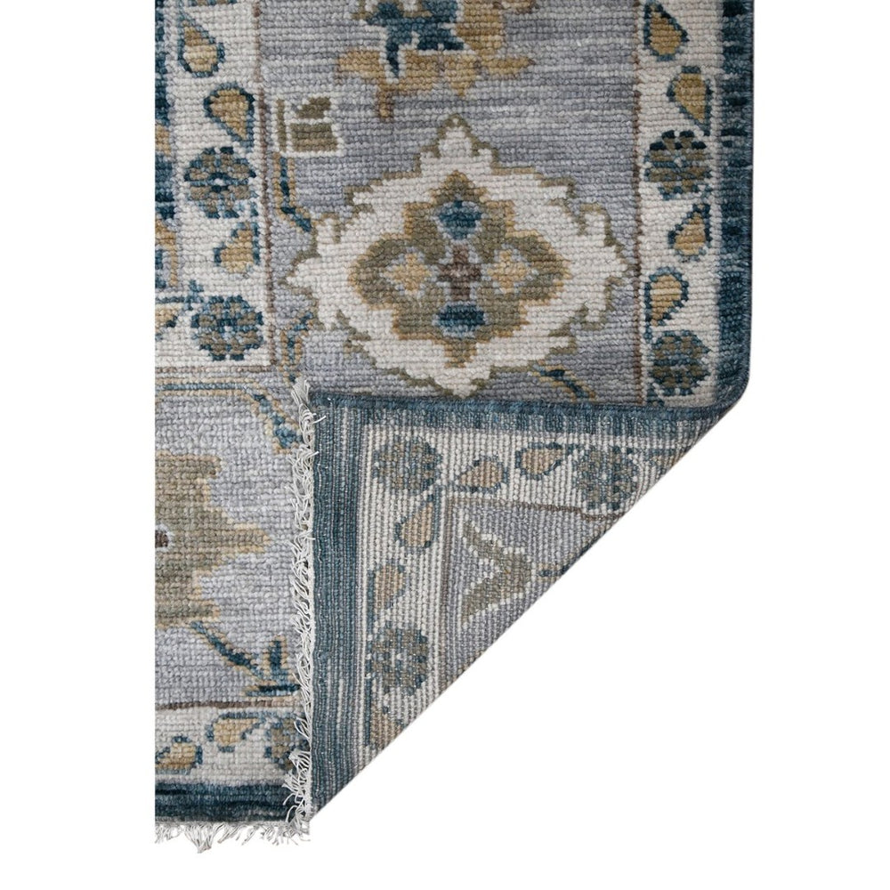 Amer Rugs Blu Geometric Pattern Hand-knotted Area Rug In 100% New Zealand Wool For Elegant Home Décor Peacock,Light Gray Wool Blu530203