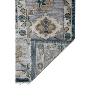 Amer Rugs Blu Geometric Pattern Hand-knotted Area Rug In 100% New Zealand Wool For Elegant Home Décor Peacock,Light Gray Wool Blu530203