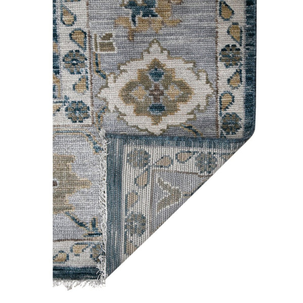 Amer Rugs Blu Geometric Pattern Hand-knotted Area Rug In 100% New Zealand Wool For Elegant Home Décor Peacock,Light Gray Wool Blu530203