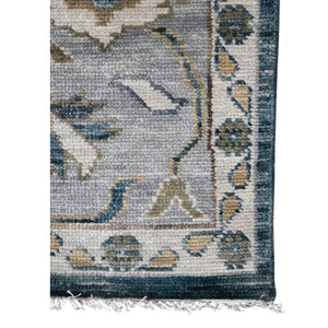 Amer Rugs Blu Geometric Pattern Hand-knotted Area Rug In 100% New Zealand Wool For Elegant Home Décor Peacock,Light Gray Wool Blu530203