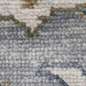 Amer Rugs Blu Geometric Pattern Hand-knotted Area Rug In 100% New Zealand Wool For Elegant Home Décor Peacock,Light Gray Wool Blu530203