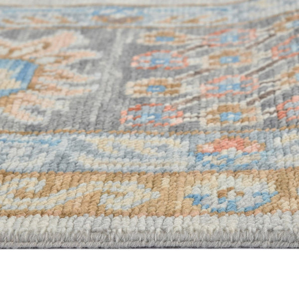 Amer Rugs Blu Hand-knotted Geometric Pattern Area Rug - Luxurious New Zealand Wool For Timeless Elegance Ivory,Gray Wool Blu570810