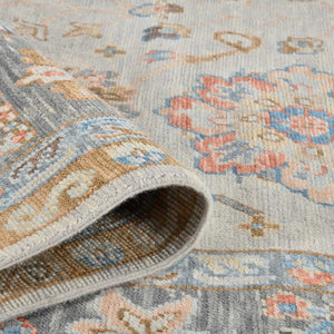 Amer Rugs Blu Hand-knotted Geometric Pattern Area Rug - Luxurious New Zealand Wool For Timeless Elegance Ivory,Gray Wool Blu570810