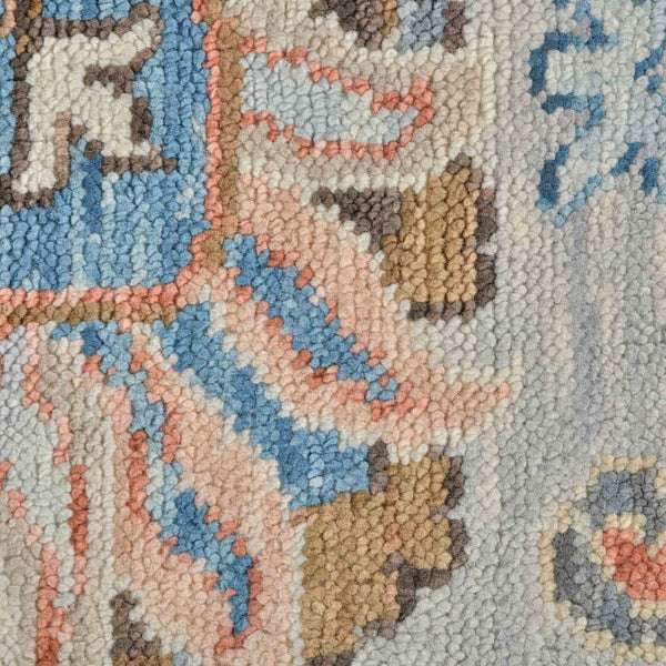 Amer Rugs Blu Hand-knotted Geometric Pattern Area Rug - Luxurious New Zealand Wool For Timeless Elegance Ivory,Gray Wool Blu570810