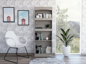 English Elm Simma Modern Bookcase with Metal Hardware, Three Shelves and Double Door Cabinet for Storage Gray 74.9 L x 16.1 W x 5.2 H B07091982