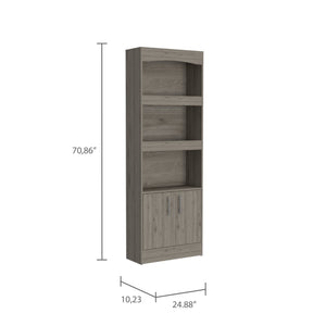English Elm Simma Modern Bookcase with Metal Hardware, Three Shelves and Double Door Cabinet for Storage Gray 74.9 L x 16.1 W x 5.2 H B07091982