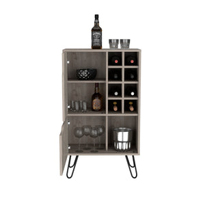English Elm Manhattan Light Gray L Bar Cabinet with 8 Wine Cubbies, 4 Shelves & Dual Doors for Narrow Spaces B20092092