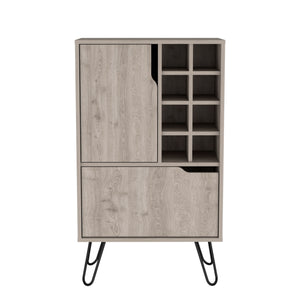 English Elm Manhattan Light Gray L Bar Cabinet with 8 Wine Cubbies, 4 Shelves & Dual Doors for Narrow Spaces B20092092