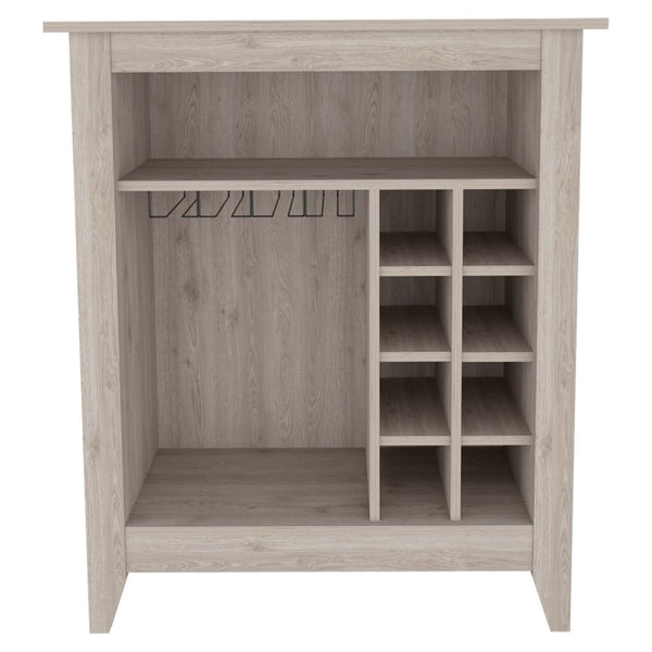 English Elm Essential Bar Cabinet with Six Built-in Wine Rack, Spacious Shelf, Drawer & Stylish Storage Appeal Gray 41.3 L x 22.4 W x 6.7 H B07091858