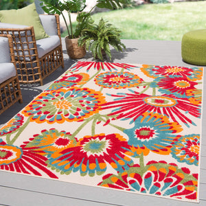 Jaipur Living Jaipur Living Balfour Floral Polypropylene Indoor Outdoor Rug Cream Botanical Blooms RUG141379