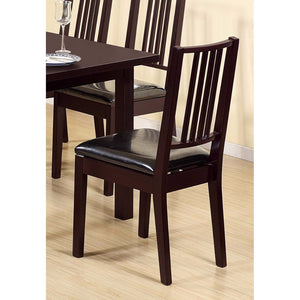 Benzara Wooden Frame Slatted Back Dining Seat, Set Of 2, Brown Dark Brown Wood Bm148909