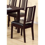 Wooden Frame Slatted Back Dining Seat, Set of 2, Brown