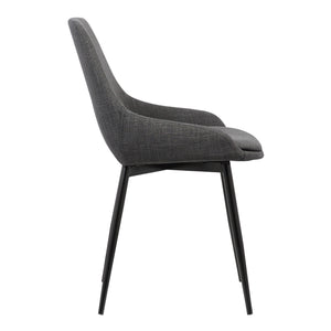 Benzara Fabric Upholstered Dining Chair With Metal Legs, Black And Gray Black And Gray Solid Wood,Metal And Fabric Bm155594