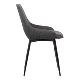 Fabric Upholstered Dining Chair with Metal Legs, Black and Gray