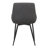 Benzara Fabric Upholstered Dining Chair With Metal Legs, Black And Gray Black And Gray Solid Wood,Metal And Fabric Bm155594