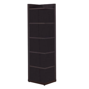 Benzara Radiant Brown Wooden Corner Bookcase Brown Hollow Board Bm156237