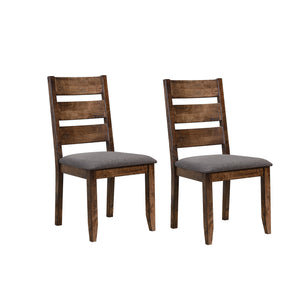 Benzara Wooden Ladder Back Dining Chair, Gray & Brown, Set Of 2 Gray & Brown Wood & Fabric Bm163718