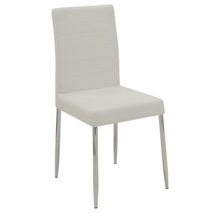 Benzara Dining Side Chair, White, Set Of 4 White & Chrome Metal Bm163761