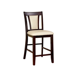 Benzara Wooden Side Chair With Padded Ivory Seat & Back, Pack Of 2, Cherry Brown Brown,Ivory Wood & Fabric Bm166180