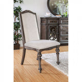 Benzara Fabric Seat And Back Upholstered Side Chair, Rustic Brown, Pack Of 2 Brown,Ivory Wood & Fabric Bm166216