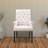 Benzara William Parson Side Dining Chair, Beige & Smokey Black Beige & Black Wood & Fabric Bm168101