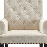 Benzara Diamond Tufted Upholstered Dining Chair, Cream & Smokey Black Cream & Black Wood & Fabric Bm168130