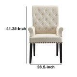 Benzara Diamond Tufted Upholstered Dining Chair, Cream & Smokey Black Cream & Black Wood & Fabric Bm168130